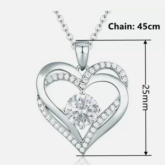 New 925 Silver heart shaped Cubic Zircon Necklace - Picture 4 of 4